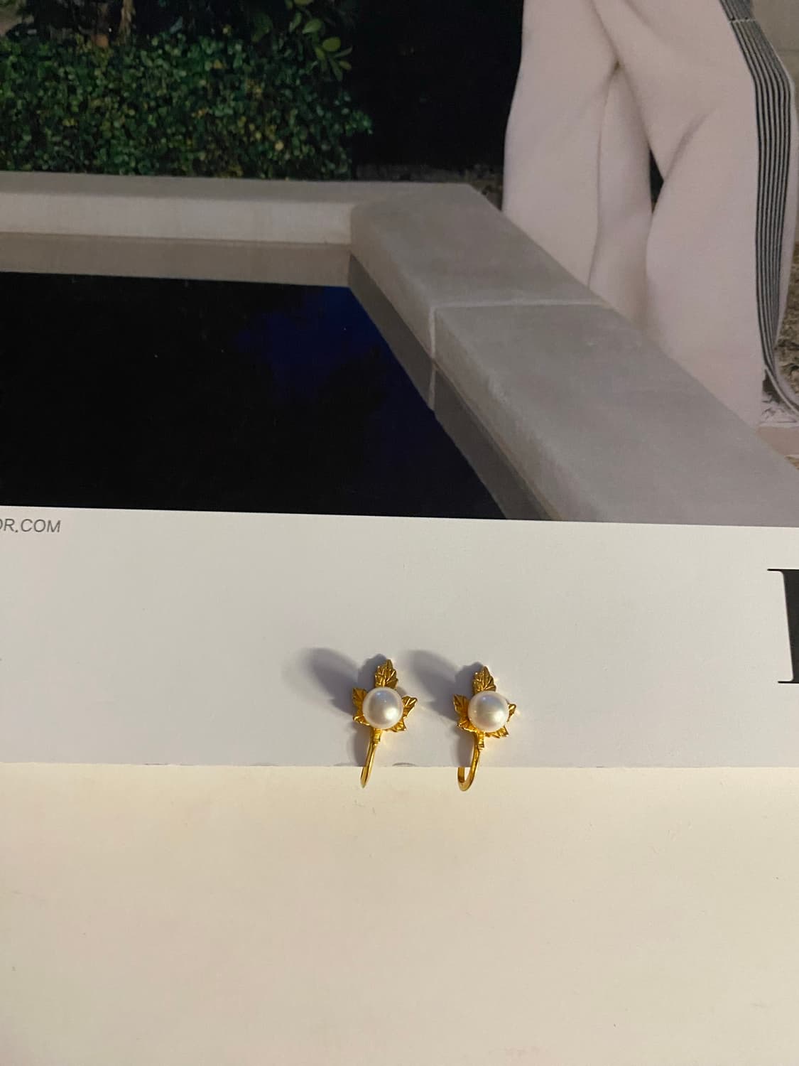 빈티지 리프 진주 귀걸이 귀찌 상품이미지3