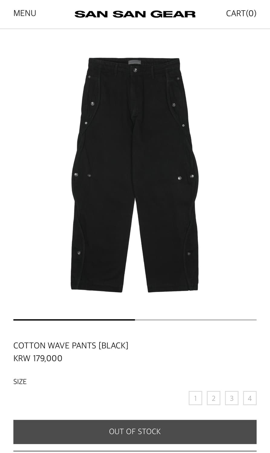 [3] COTTON WAVE PANTS [BLACK] 상품이미지1