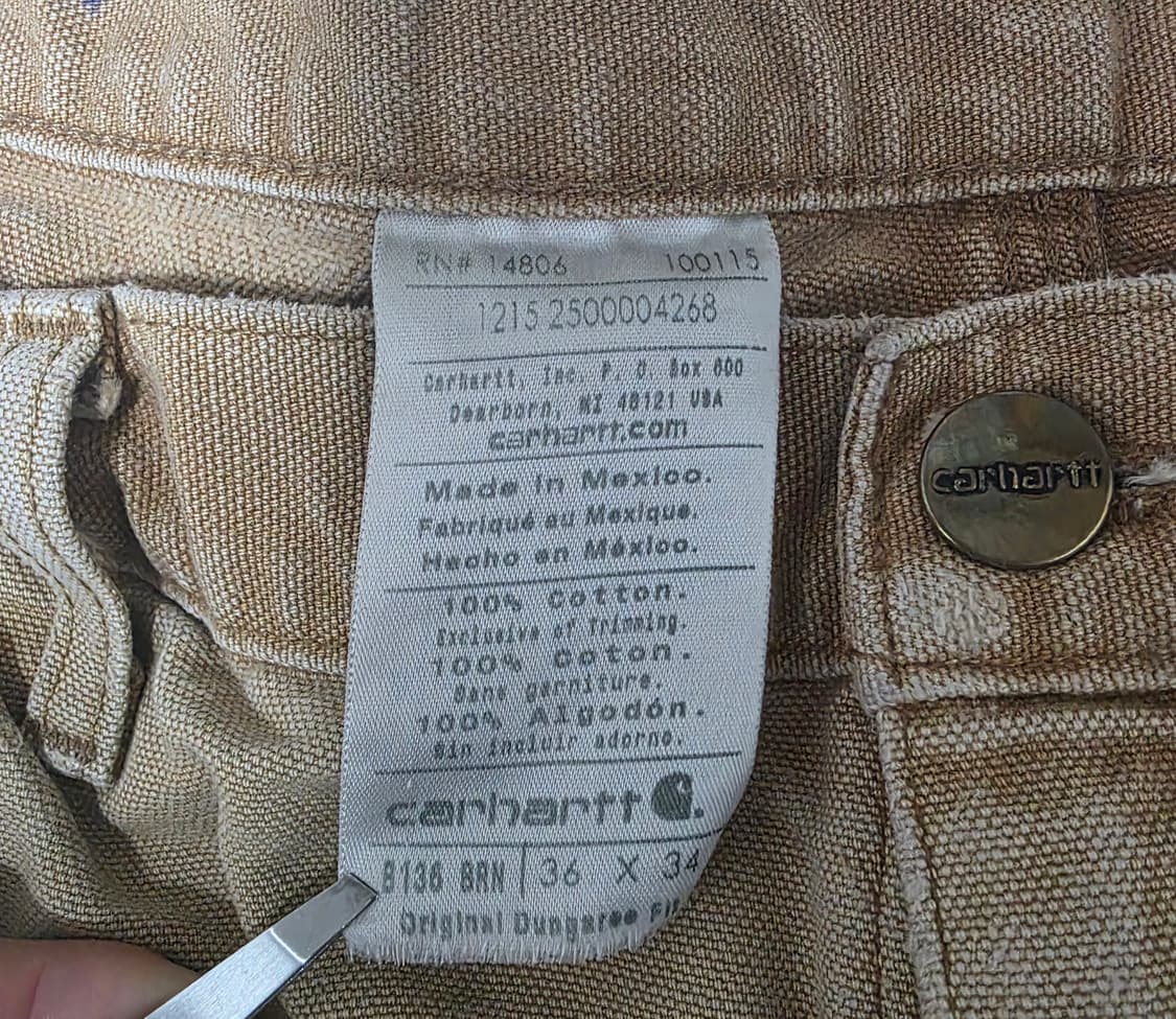 [36X34] 칼하트 더블니 B136 BRN 워크팬츠 트래쉬드 T-4 상품이미지3