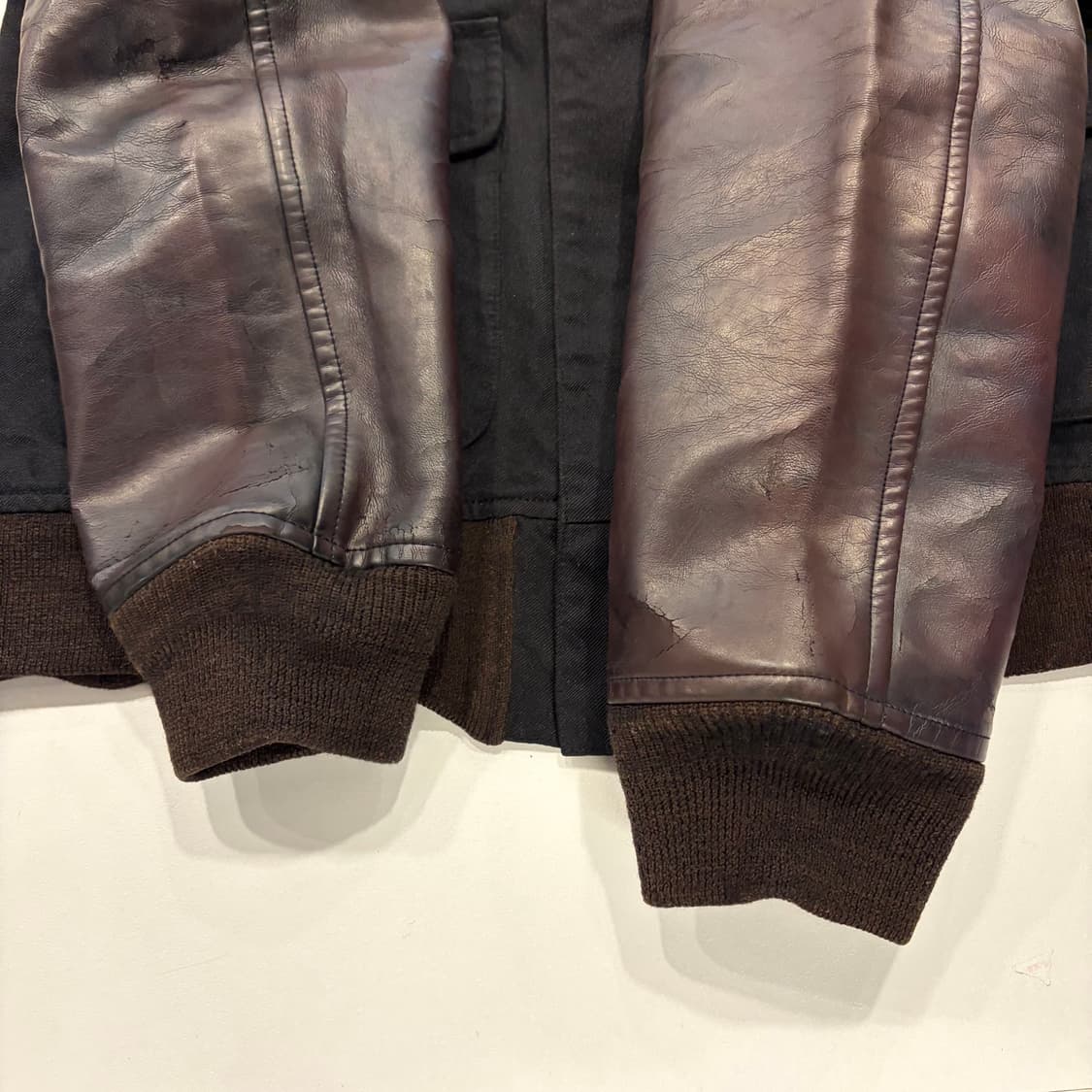 [S] 16s 꼼데가르송 준야와타나베 레더 코튼 블랙 자켓 D889 상품이미지7