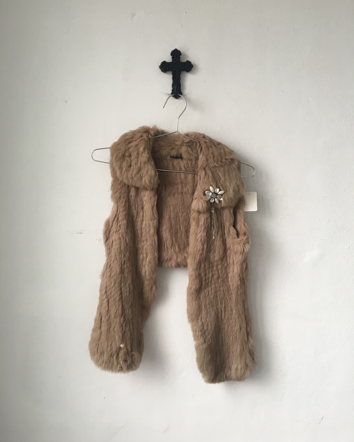 Corsage point rabbit fur vest 상품이미지2