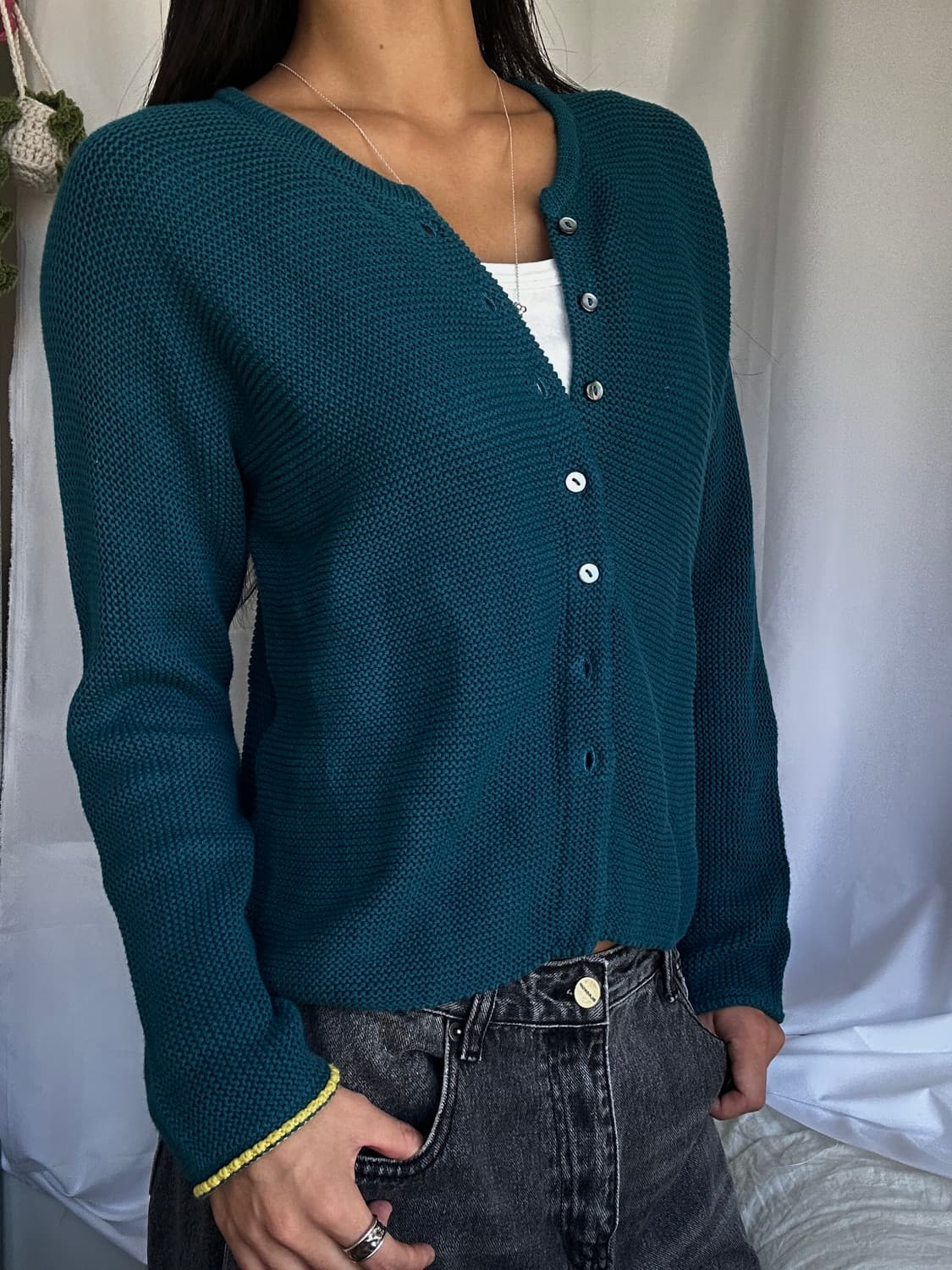 빈티지 청록 니트 가디건 상품이미지5