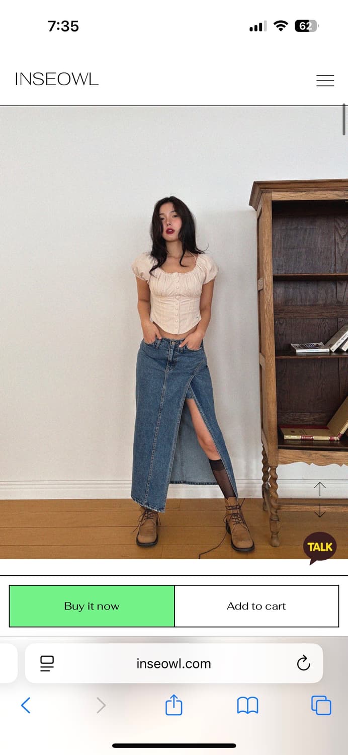인스아울 inseowl 데님스커트팬츠 스몰 상품이미지1