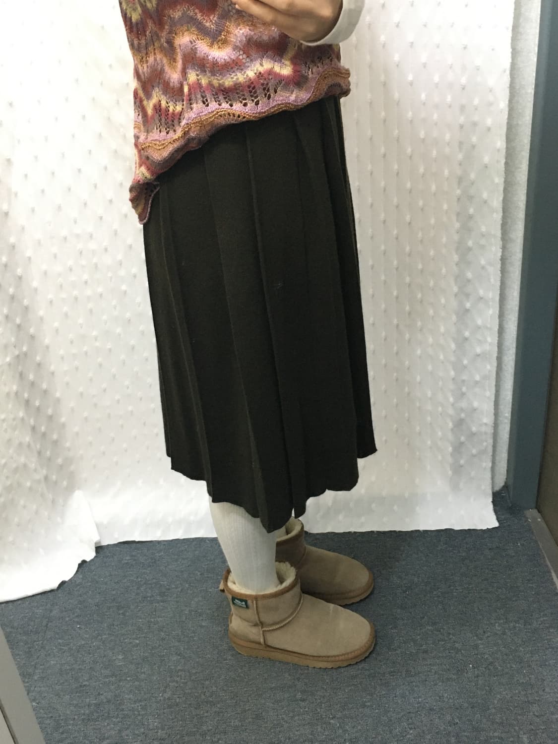 카키브라운 울 니트 스커트 상품이미지9