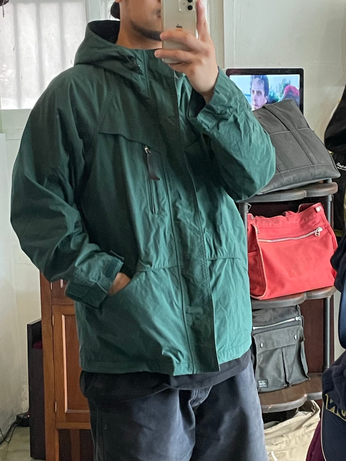 올드 유니클로 재팬 나일론 바람막이 그린 M 상품이미지7