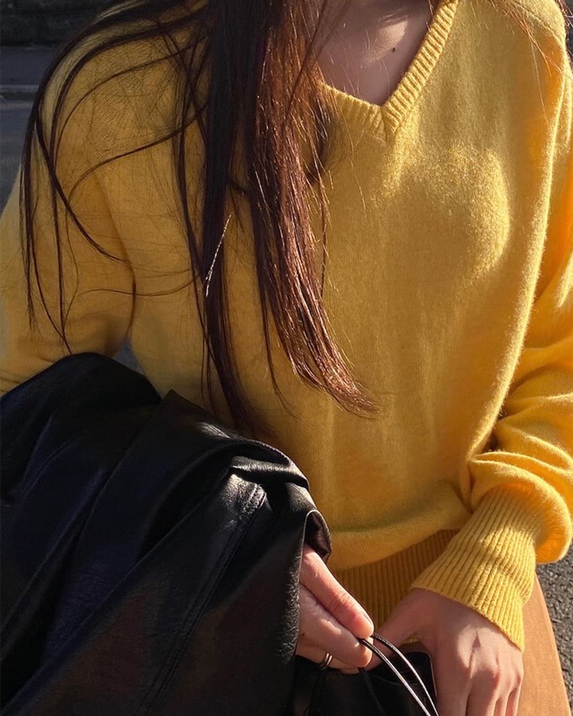 킨다베이지 브이넥 니트(노랑) 상품이미지2