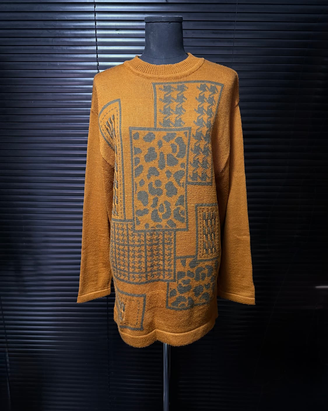 ALGEBRIQUE 에스닉 패턴 패치 주황색 오렌지 빈티지 웨스턴 스웨터 상품이미지2