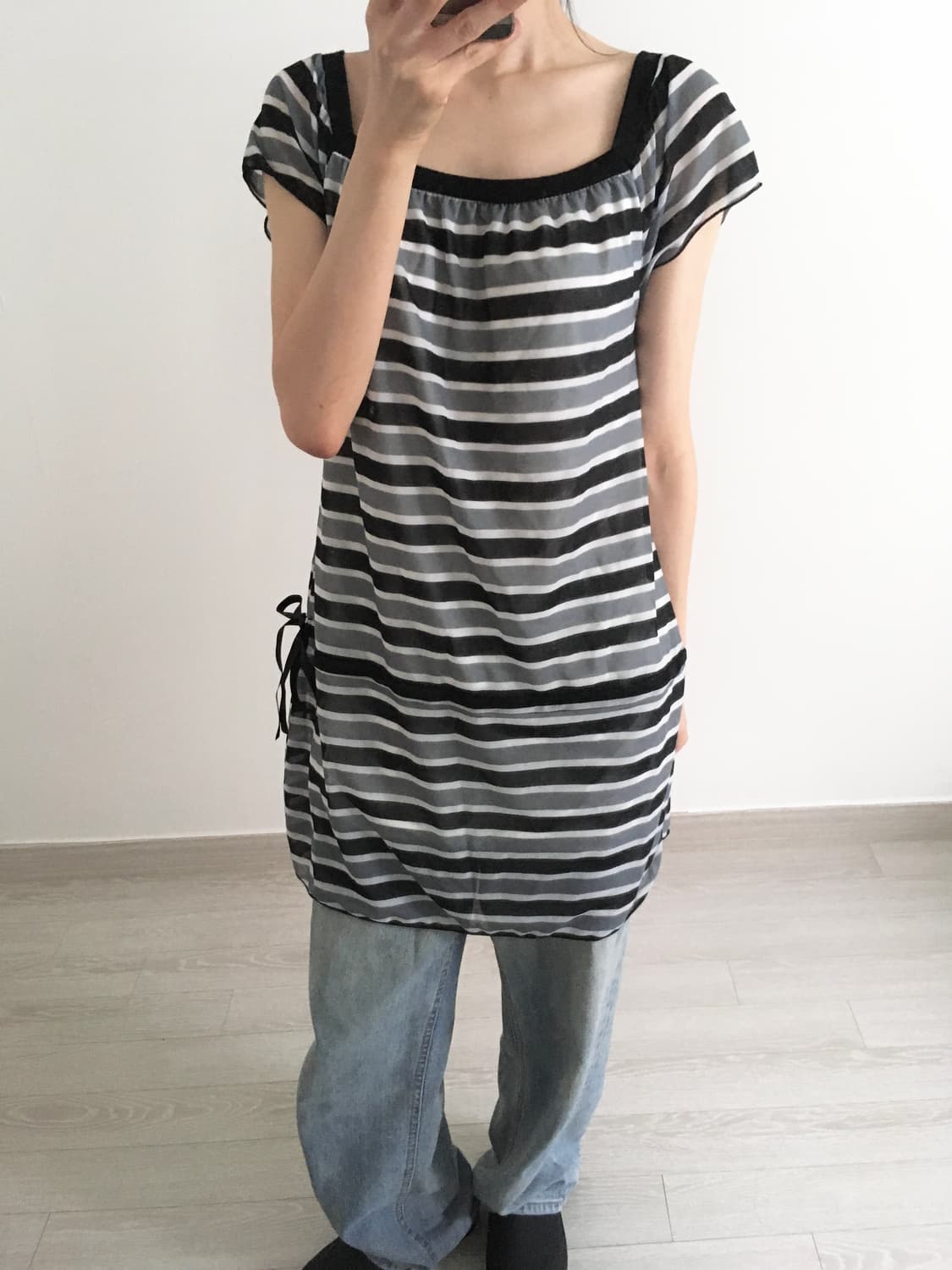 stripe sqaure mini dress 상품이미지3