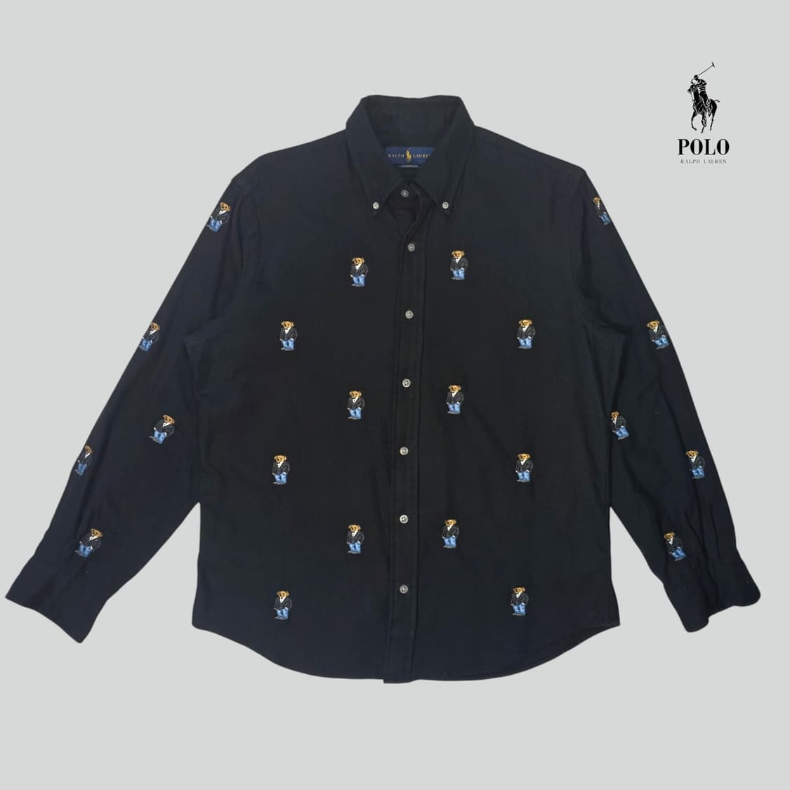 [M]폴로 랄프로렌 베어 자수 클래식핏 블랙 셔츠 상품이미지1