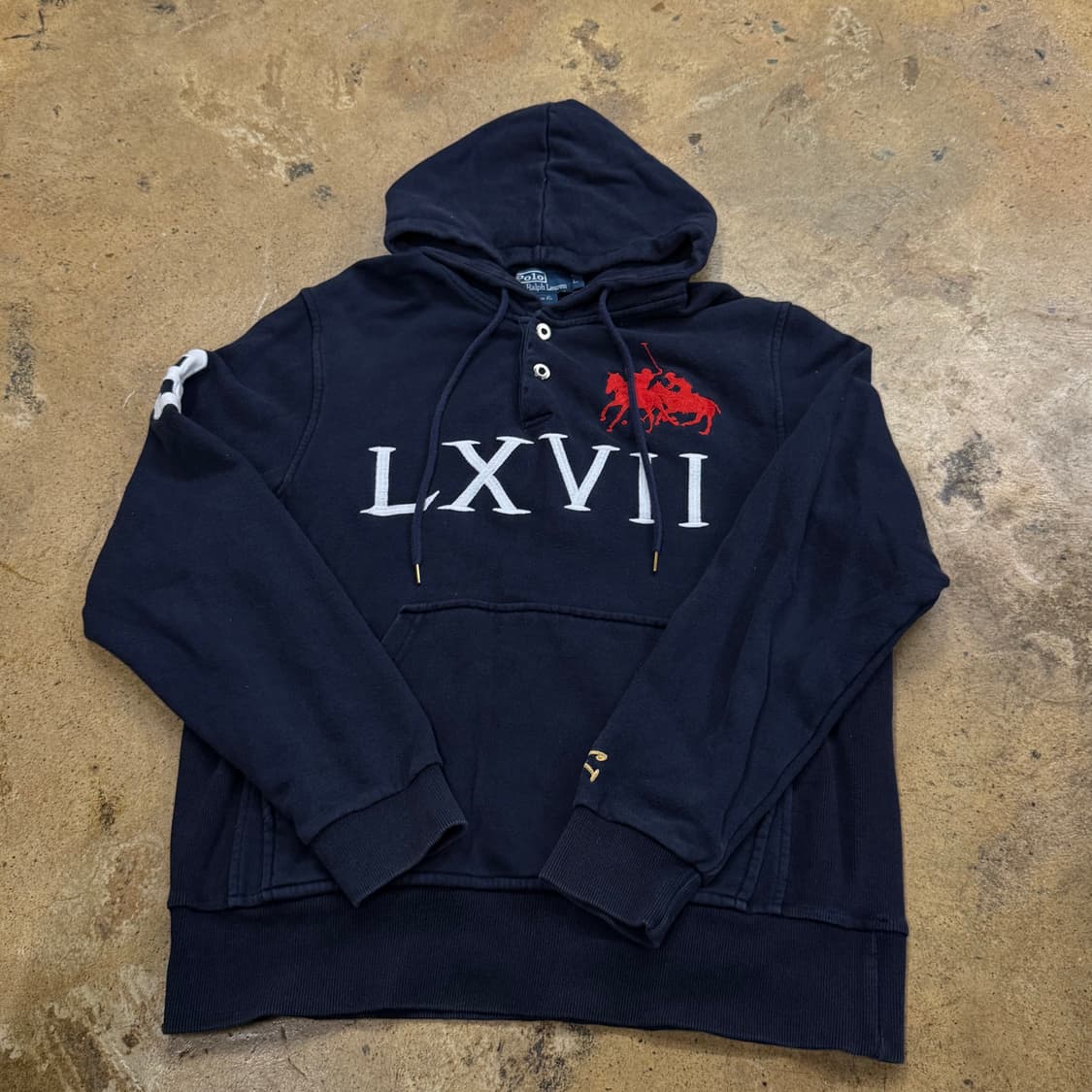 폴로 랄프로렌 빅포니 버튼 네이비 후드티 상품이미지3