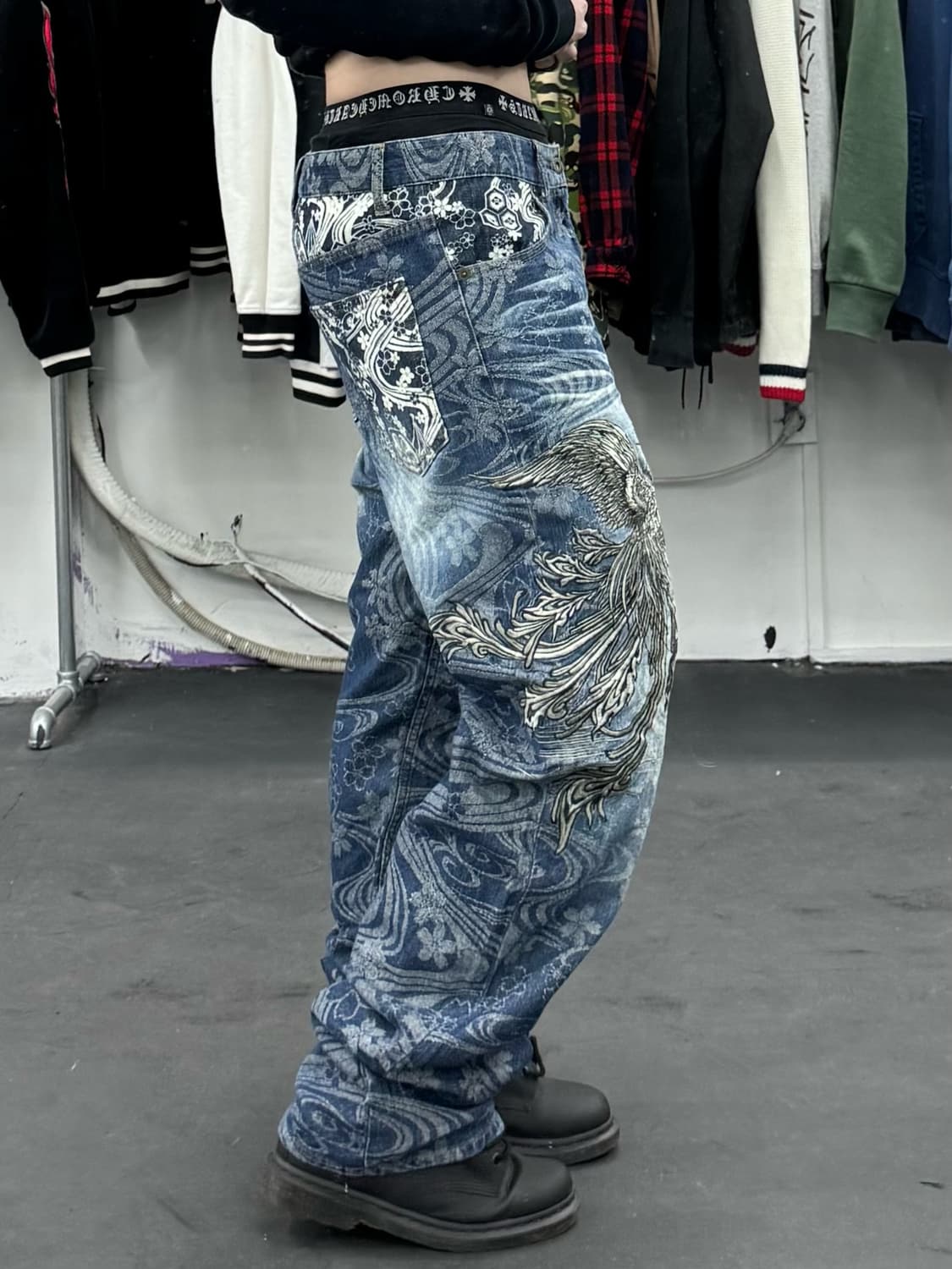 카라쿠리 타마시 오리엔탈 자수 데님팬츠 상품이미지3