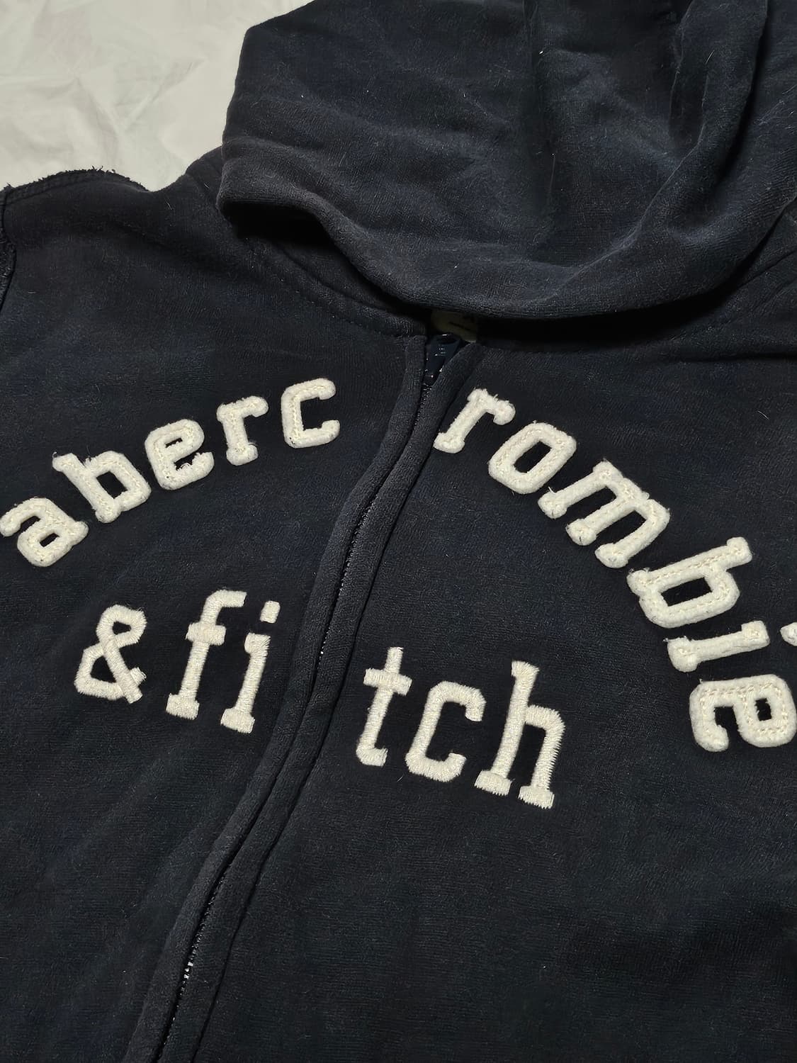 아베크롬비 아치 자수로고 핀터깔 y2k 후드집업 블랙 M 상품이미지2