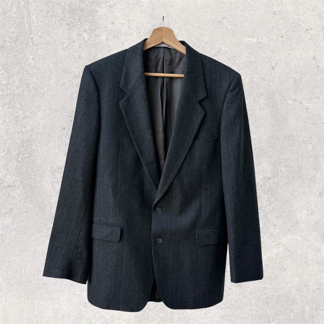 90s 입생로랑 스트라이프 패턴 울 블레이저 그레이 L 프랑스 상품이미지2