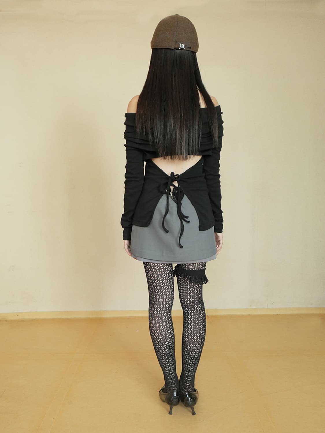 콜로신스 ANTIQUE SLIT MINI SKIRT DARK GRAY 상품이미지4