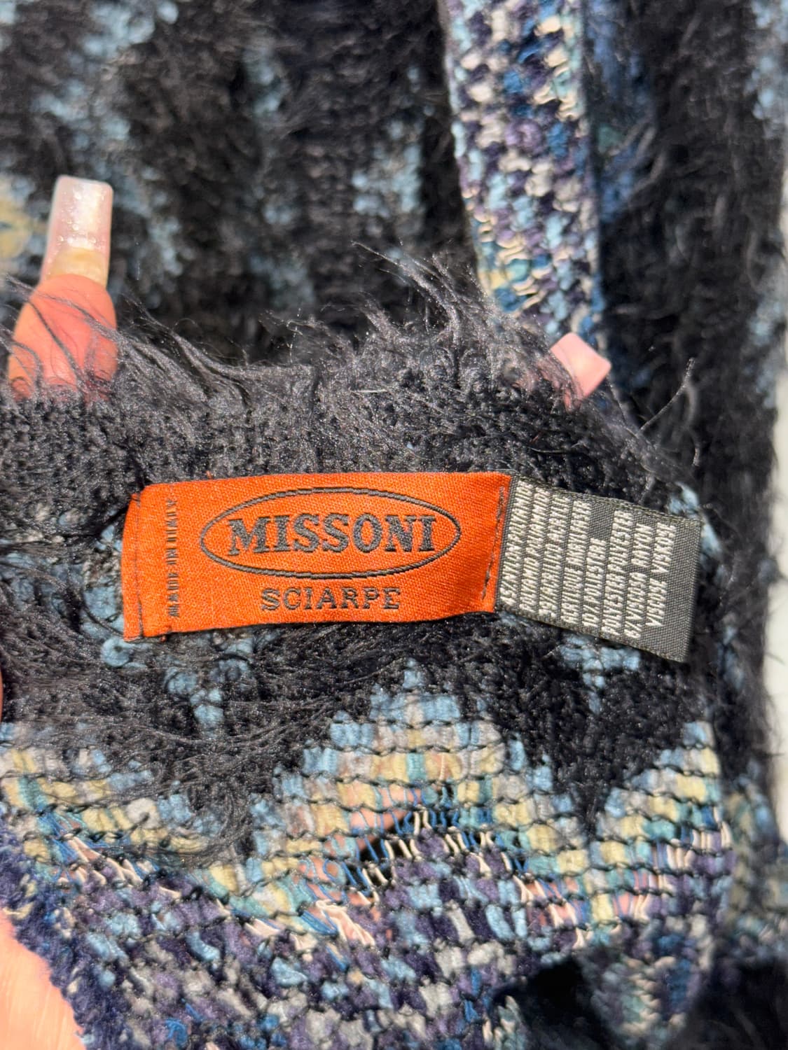 Missoni dark navy grunge fur muffler 상품이미지5