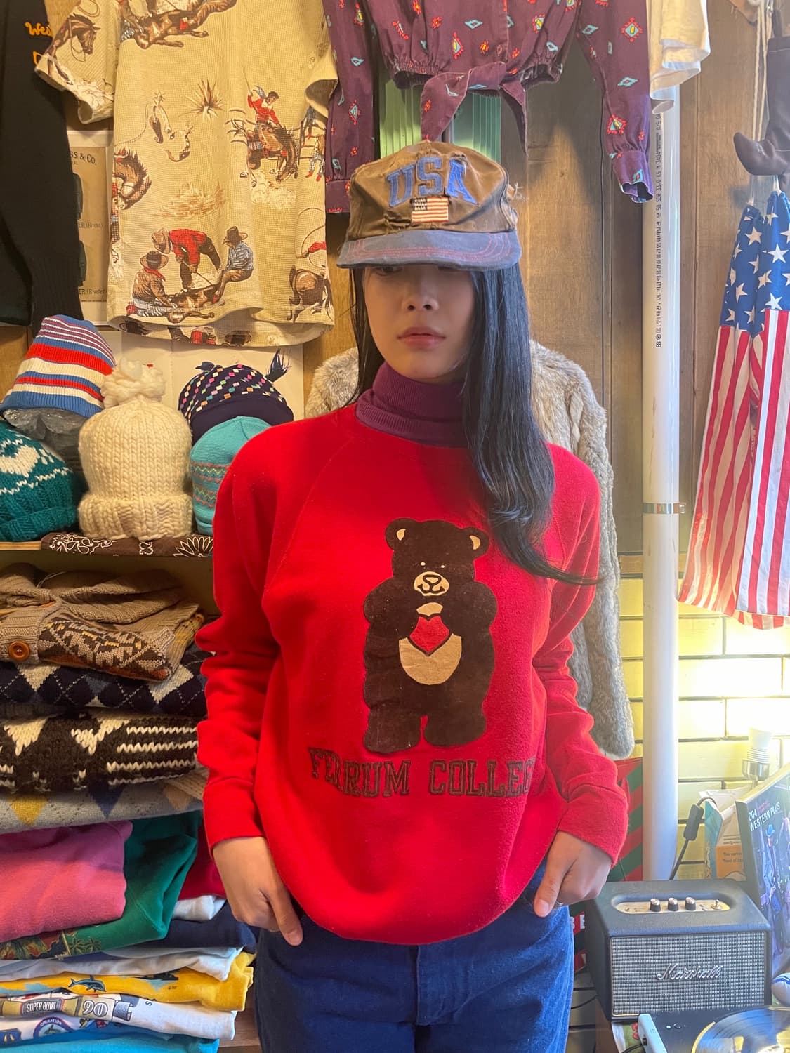 80s Vintage Bear Sweatshirt made in usa 상품이미지3