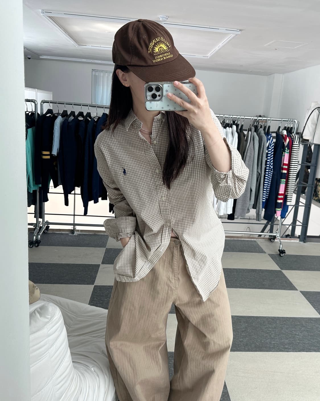폴로 랄프로렌 베이지 깅엄체크 셔츠  상품이미지3