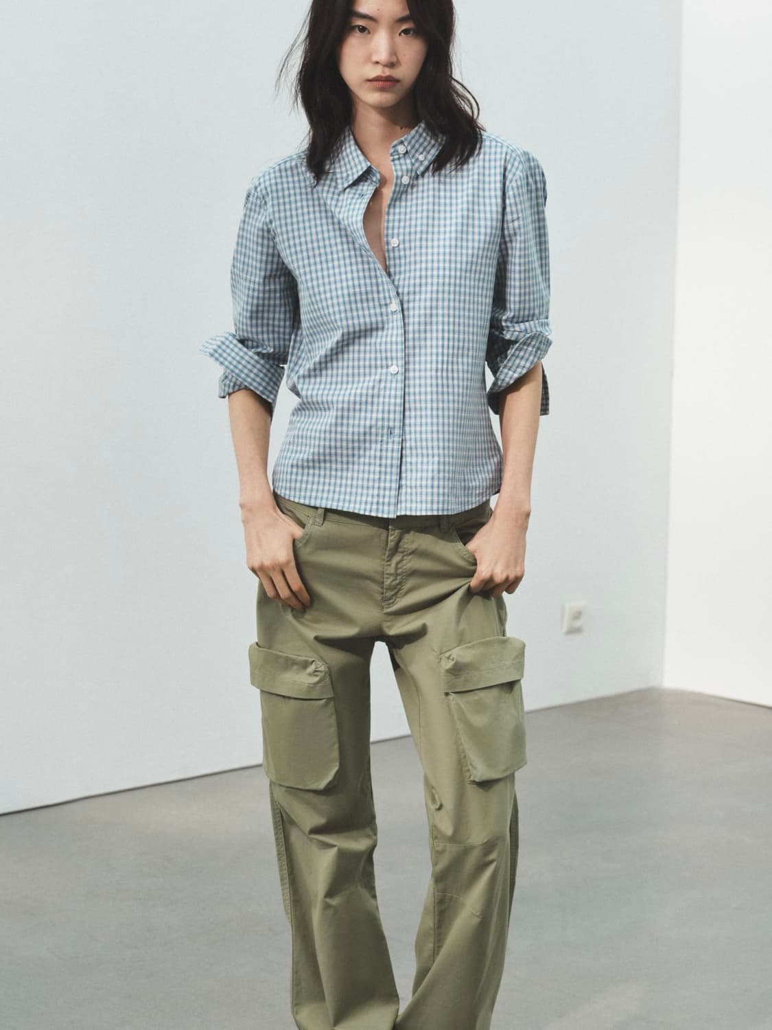 ZARA 슬림핏 체크 셔츠 상품이미지2