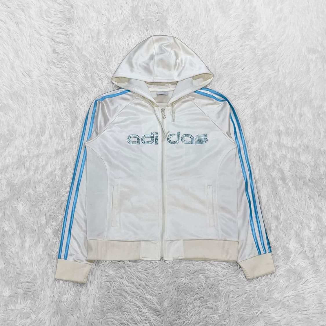 아디다스 스펠 로고 글리터 후드 집업 져지 아이보리 상품이미지2