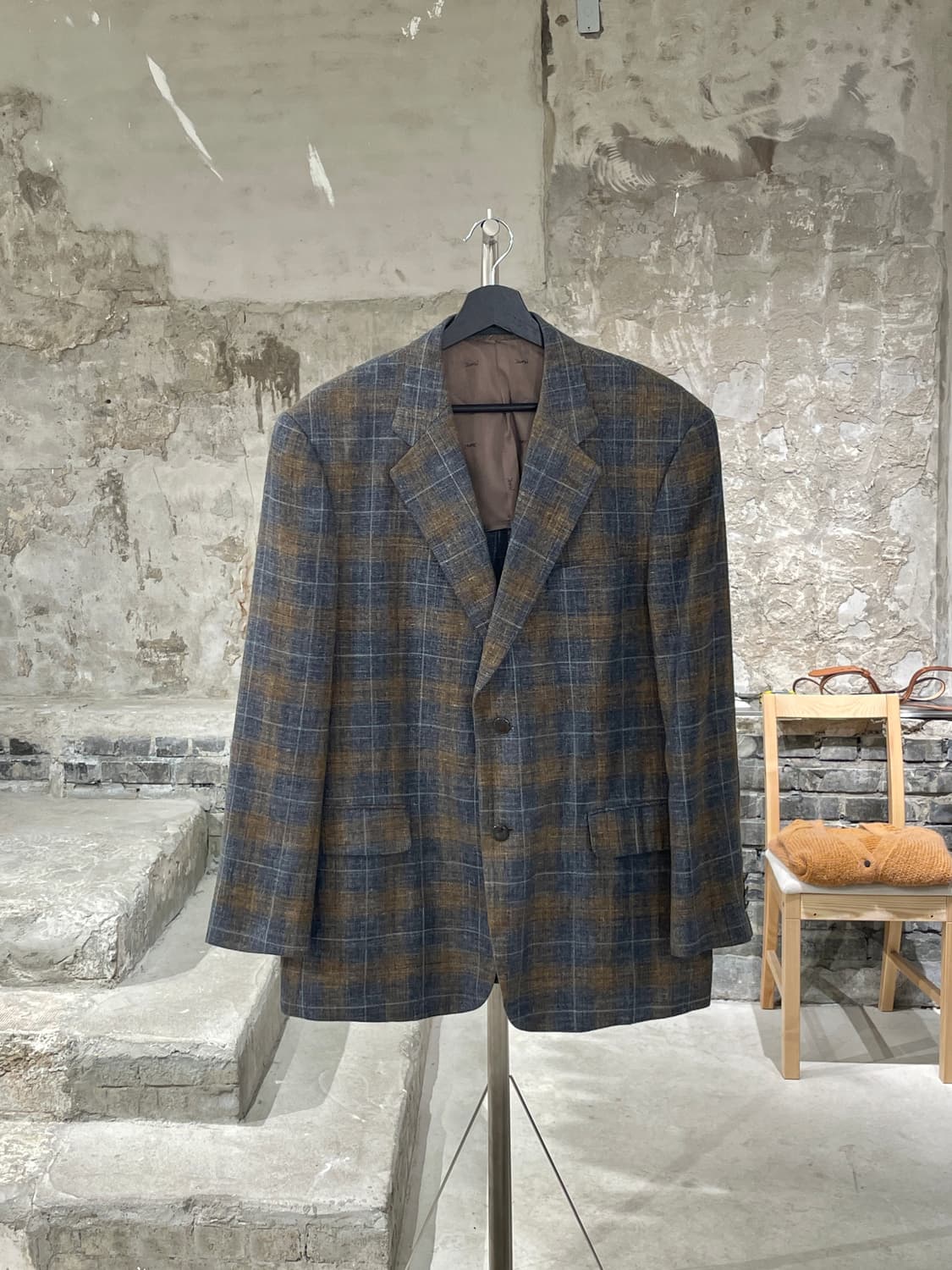 이브 생로랑 뿌르 옴므 체크 실크 린넨 2B 블레이저 상품이미지1