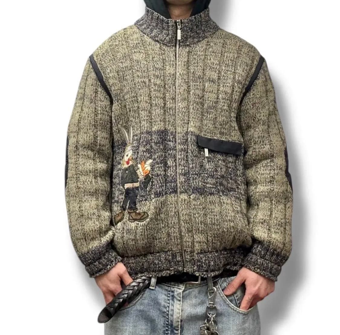 90s Castelbajac 까스텔바작 벅스버니 헤비울 니트집업 상품이미지1