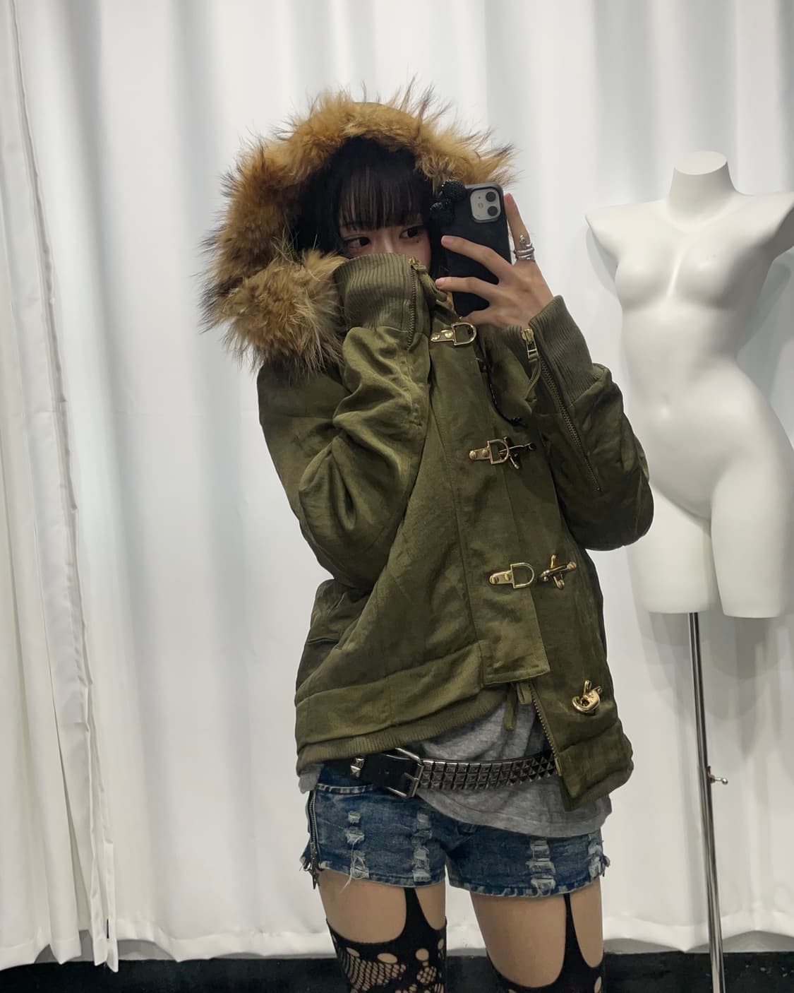 🎸카키 퍼 패딩🎸 상품이미지2