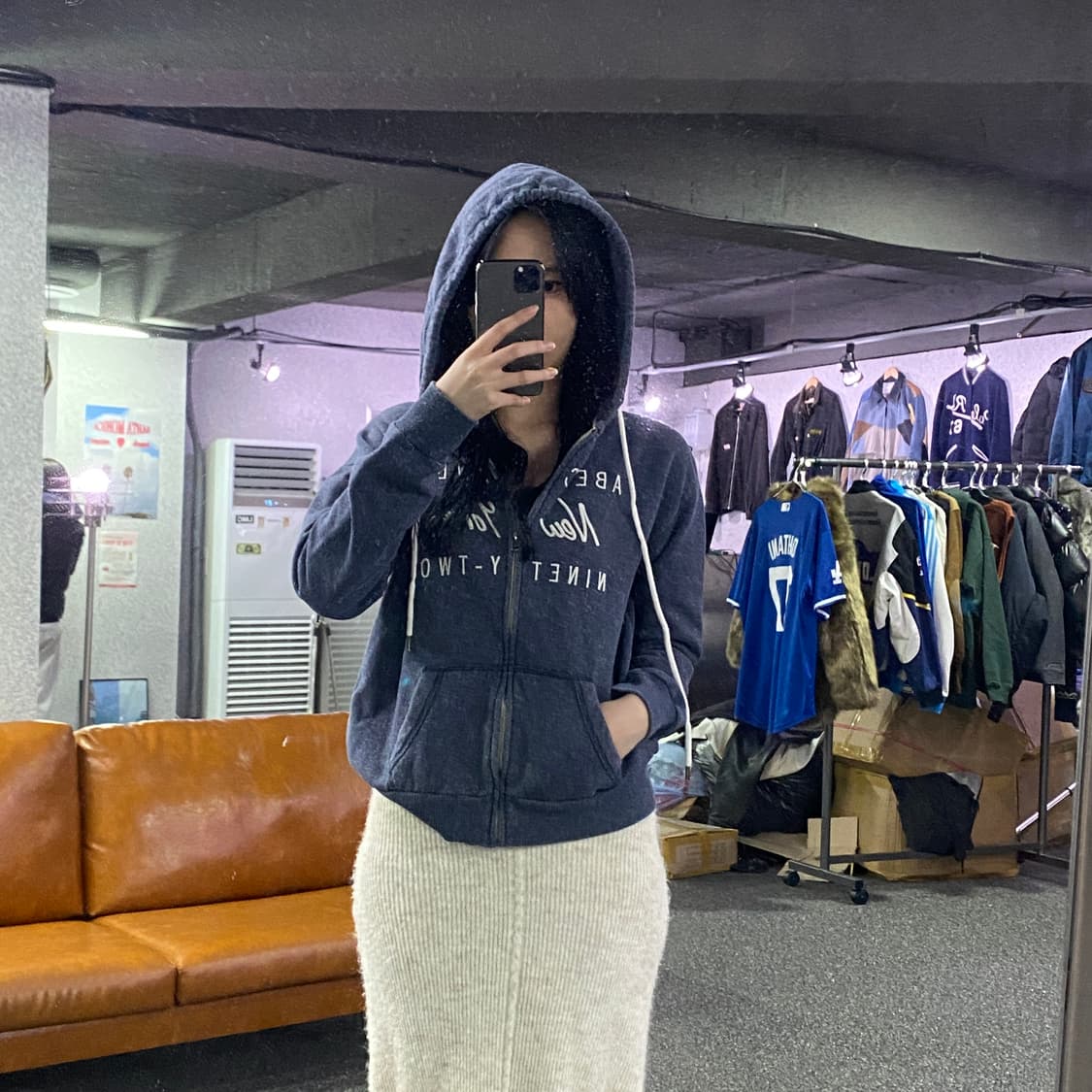 아베크롬비 빅로고 네이비 후드 집업 B3130 상품이미지1