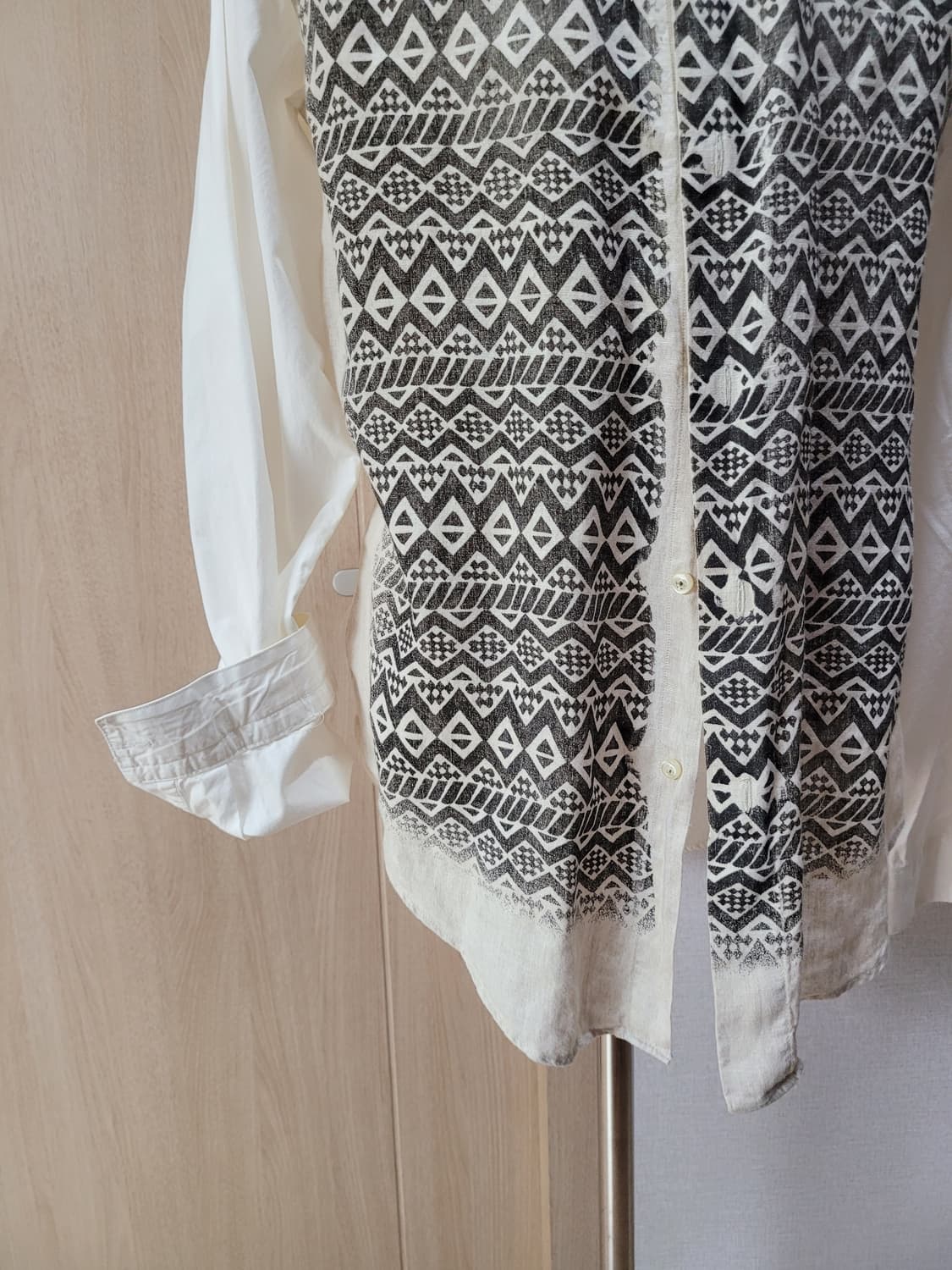 자라맨 ZARAMAN 에스닉 패턴 셔츠 105 화이트 상품이미지4