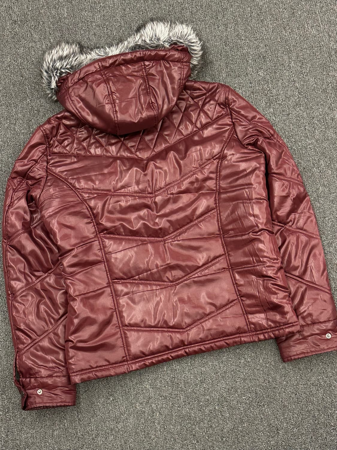 L)Spinach 빈티지 버건디 퍼 패딩 자켓 상품이미지3