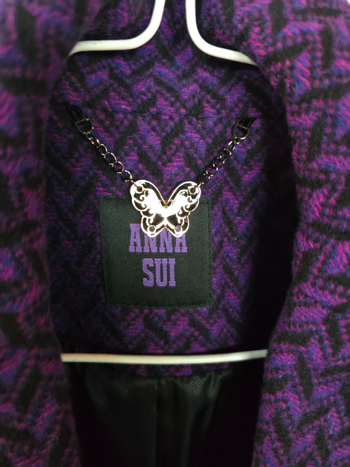 안나수이 퍼플 헤링본 패턴 코트 상품이미지3