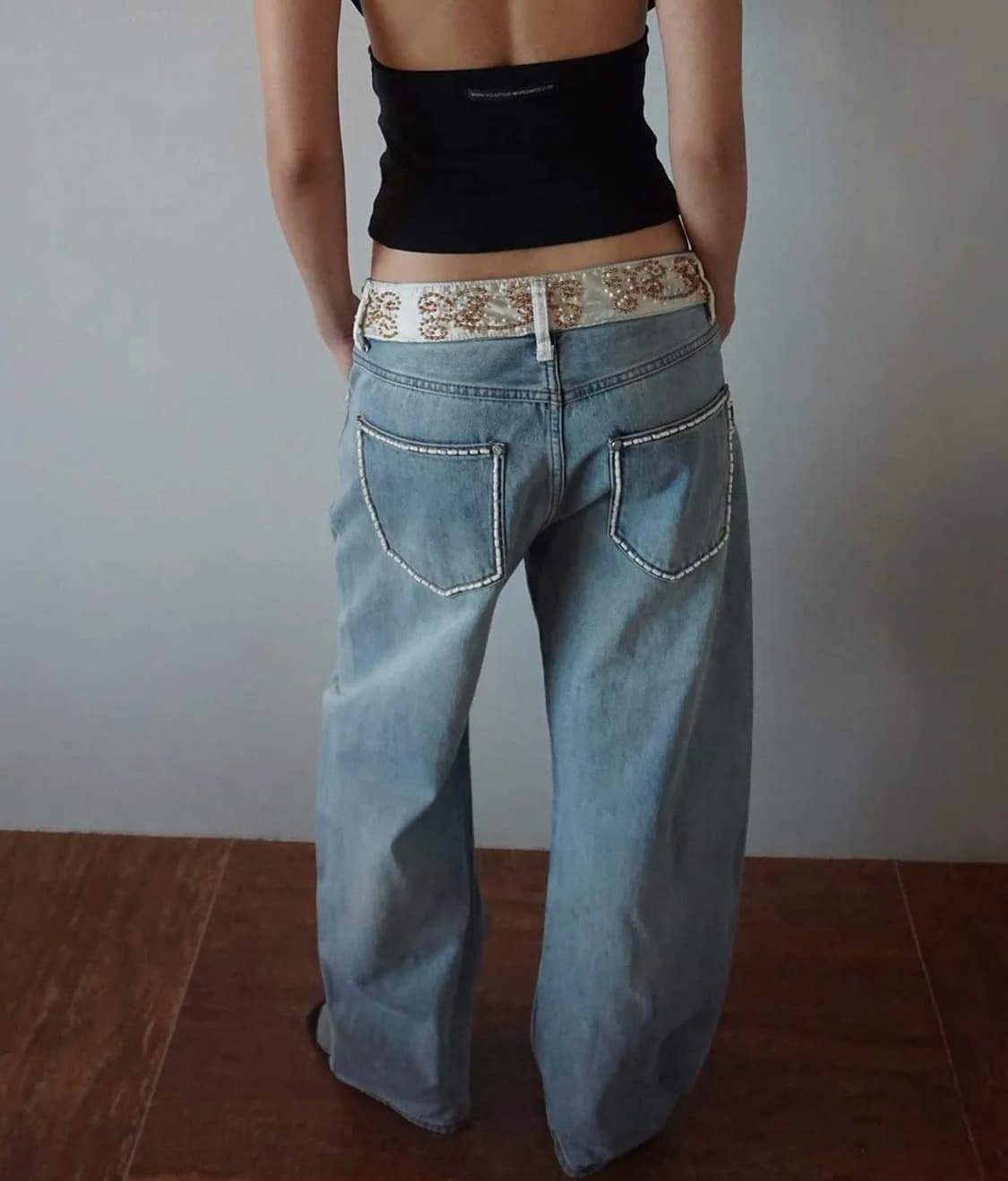 스컬프터 beaded waist denim pants s 상품이미지2