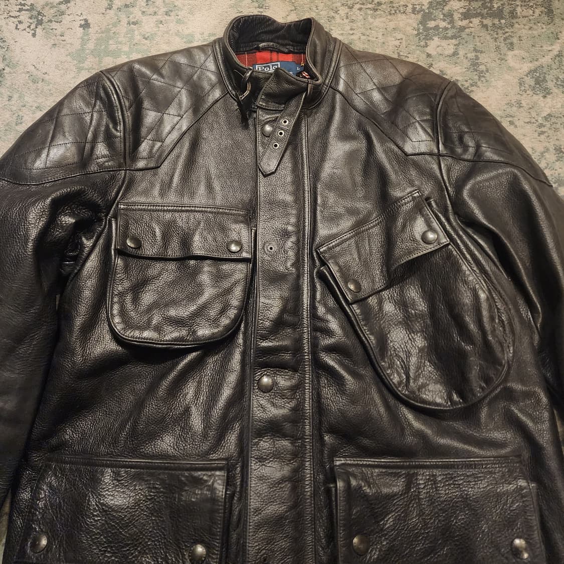 90s 오리지날 폴로 모터사이클 레더자켓 상품이미지2