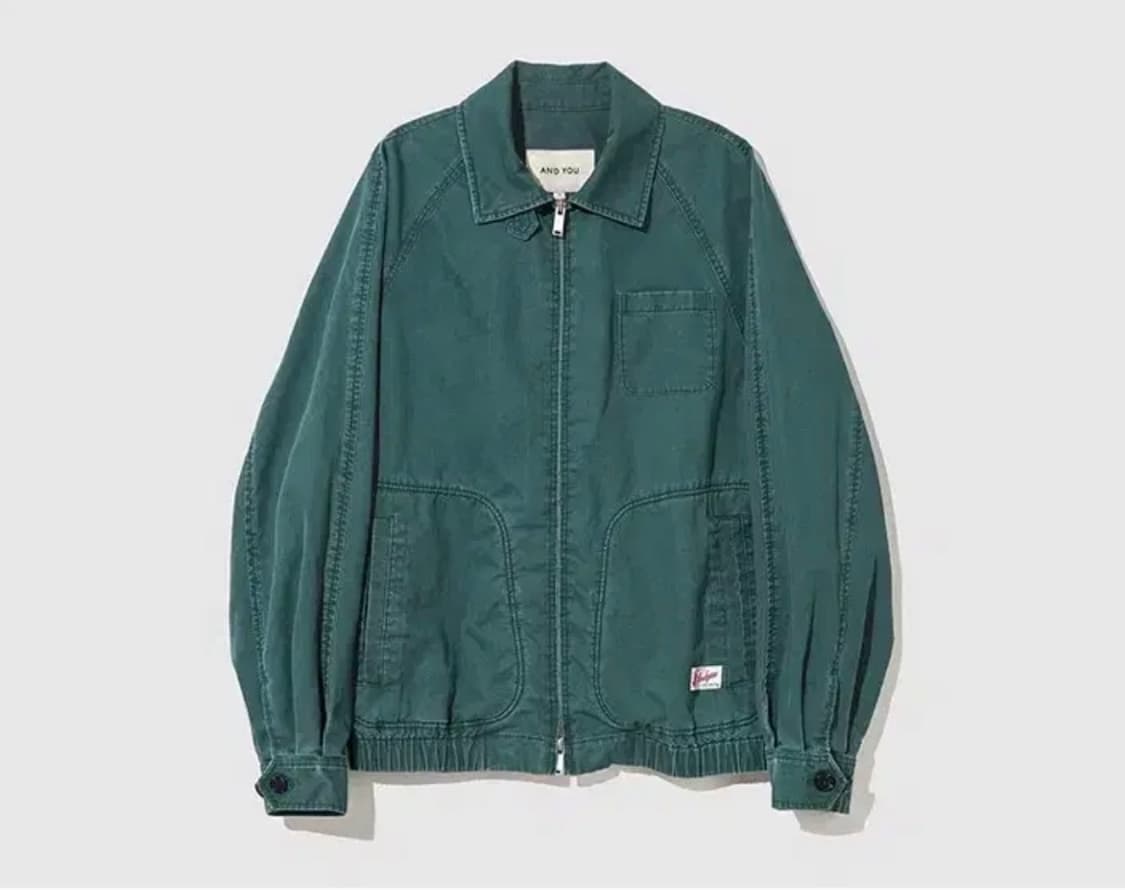 가격내림 ! 앤유 베릭 가먼트 워싱 블루종 점퍼 (다크 그린) 상품이미지6