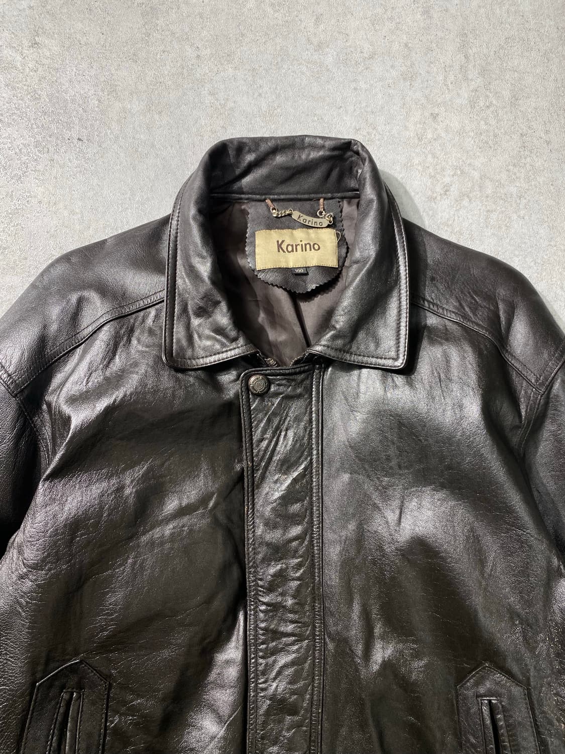 [L] 90s Karino 빈티지 양가죽 레더 봄버자켓 상품이미지2