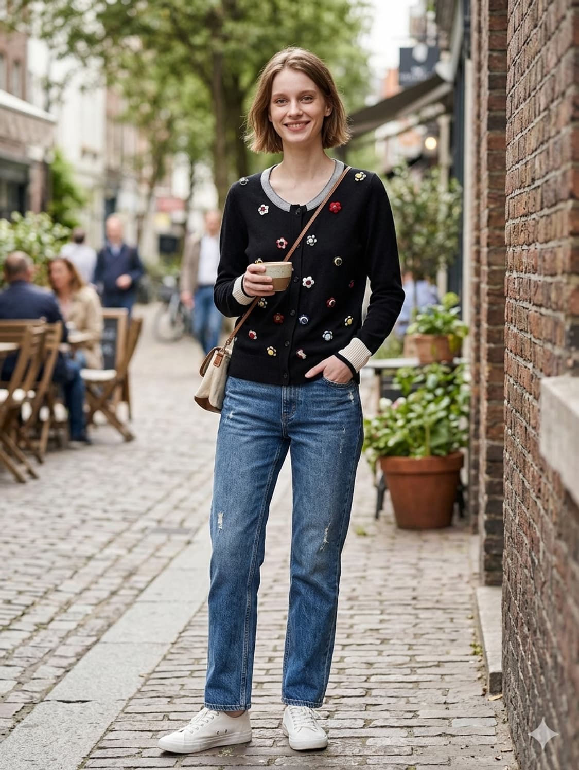 🌸 입체 플라워 아플리케 가디건 FREE | 캐시미어 혼방 · 유니크 상품이미지3