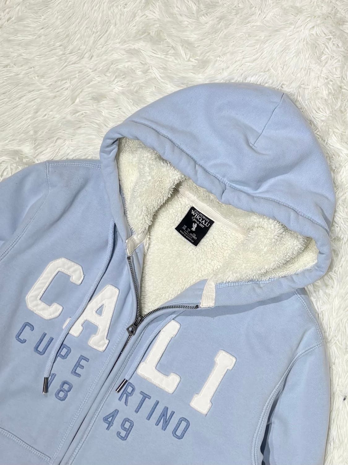 후아유 베이비블루 양털 후드집업 상품이미지4