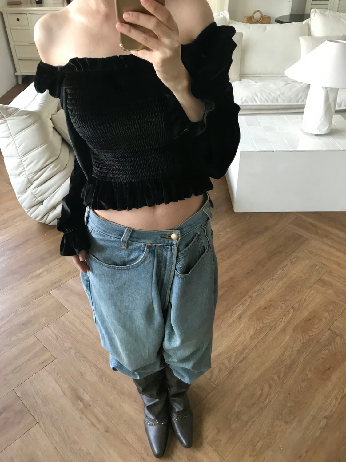 vintage velvet smoke top 상품이미지3