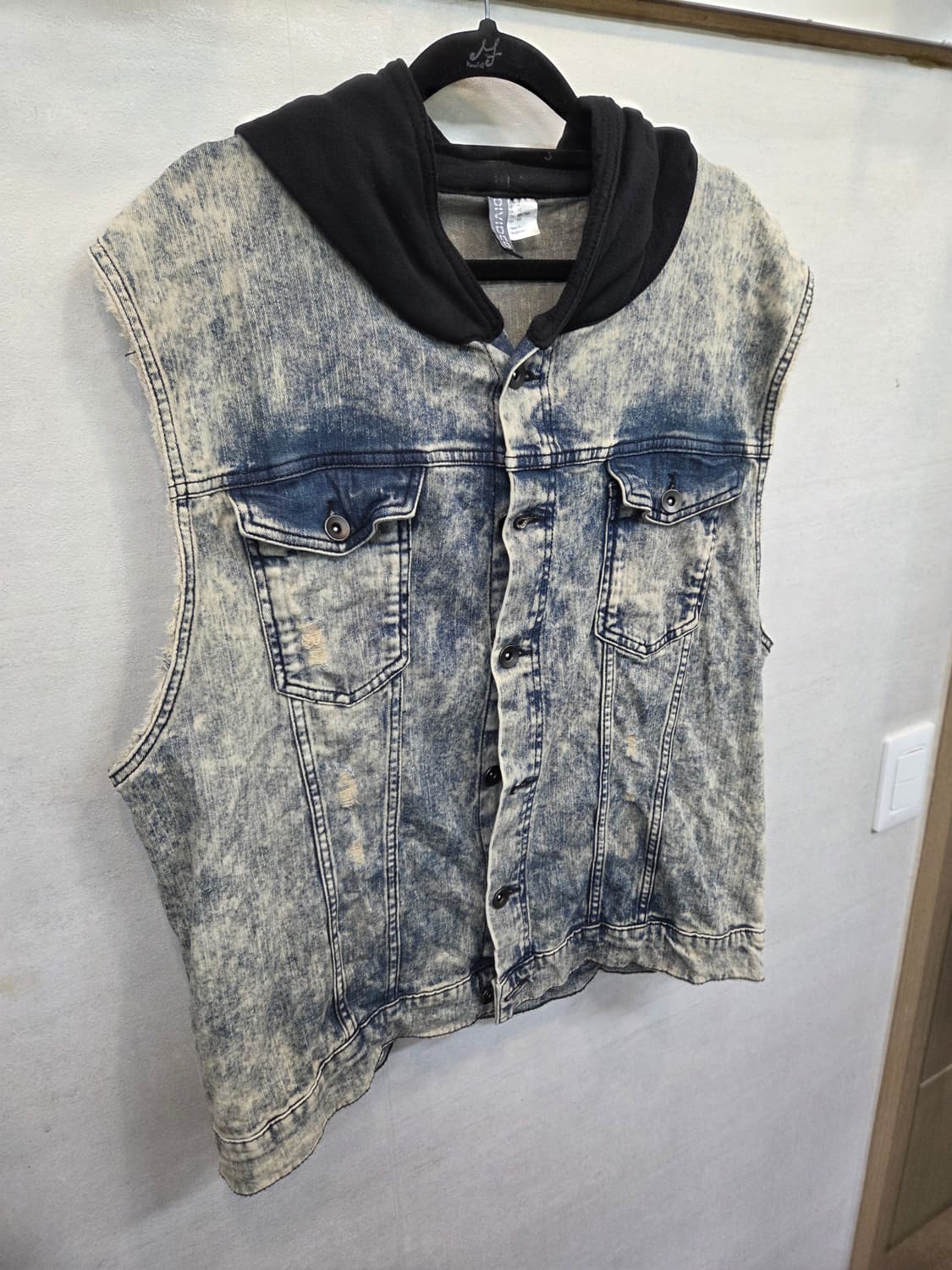 에이치앤엠 데미지 빈티지 돌청 데님 후드조끼 xl 상품이미지4