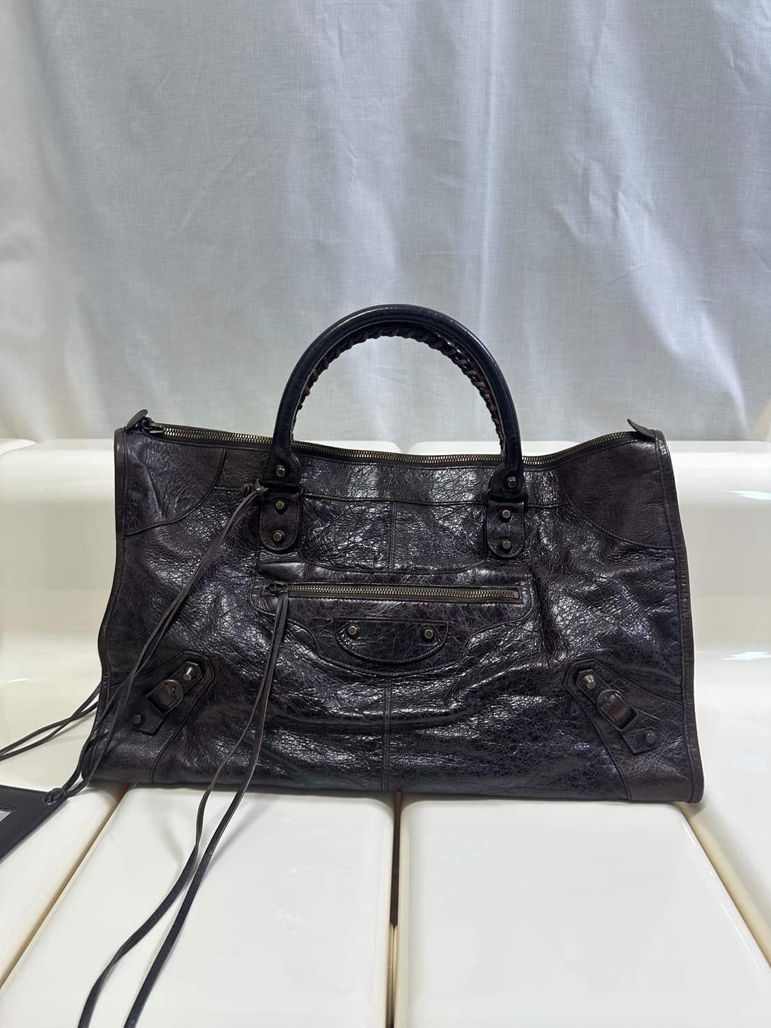 ❌거래중 [A 정품] 발렌시아가 시티 모터백 라지 브라운 상품이미지1