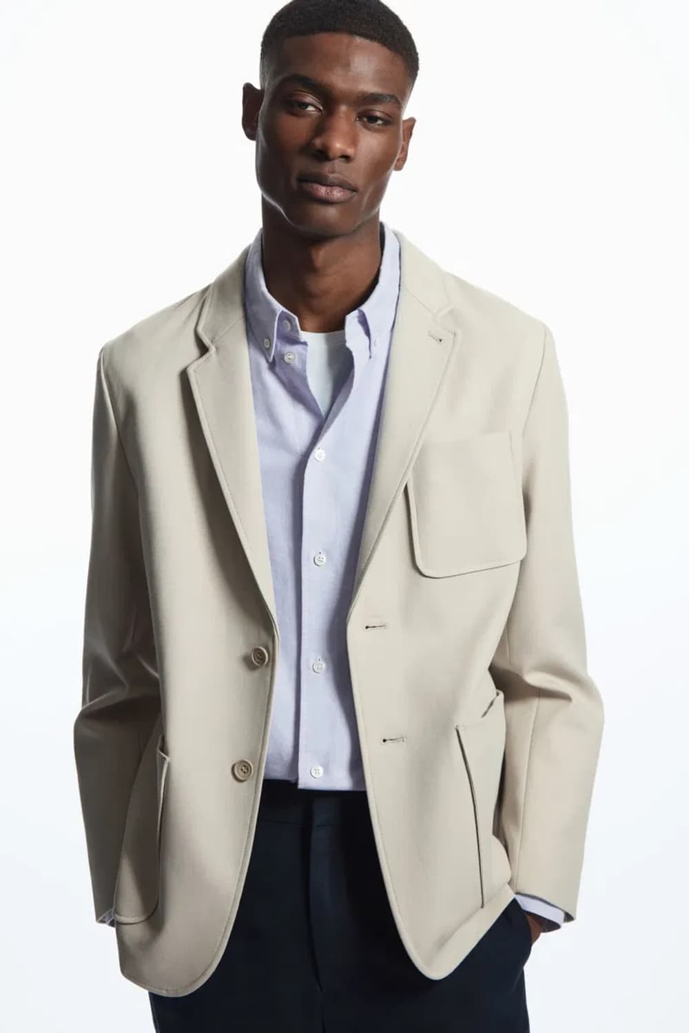 COS 남성 코튼 트윌 싱글 브레스트 블레이저 (베이지/50, 새상품) 상품이미지7
