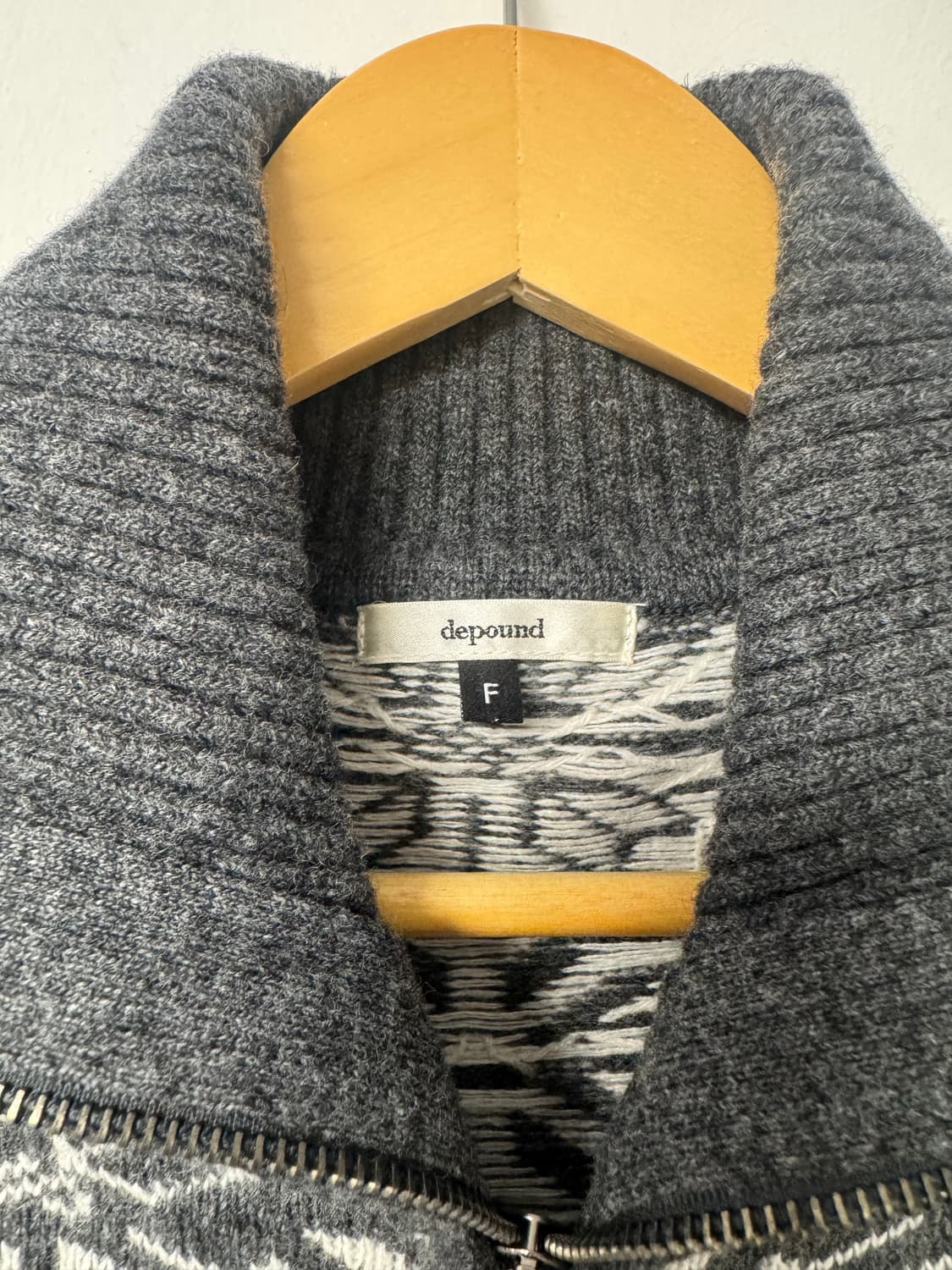 드파운드 자가드 패턴 울 집업 니트 가디건 F depound 상품이미지9