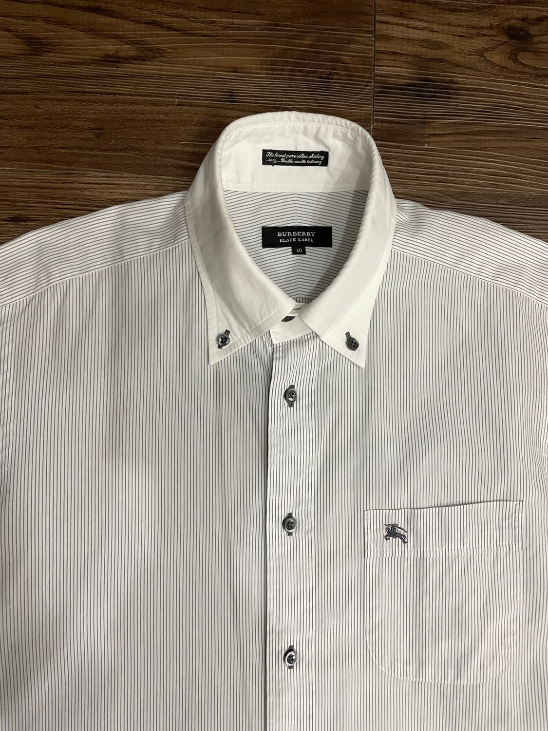 버버리 블랙라벨 자수 로고 스트라이프 셔츠 40 상품이미지3