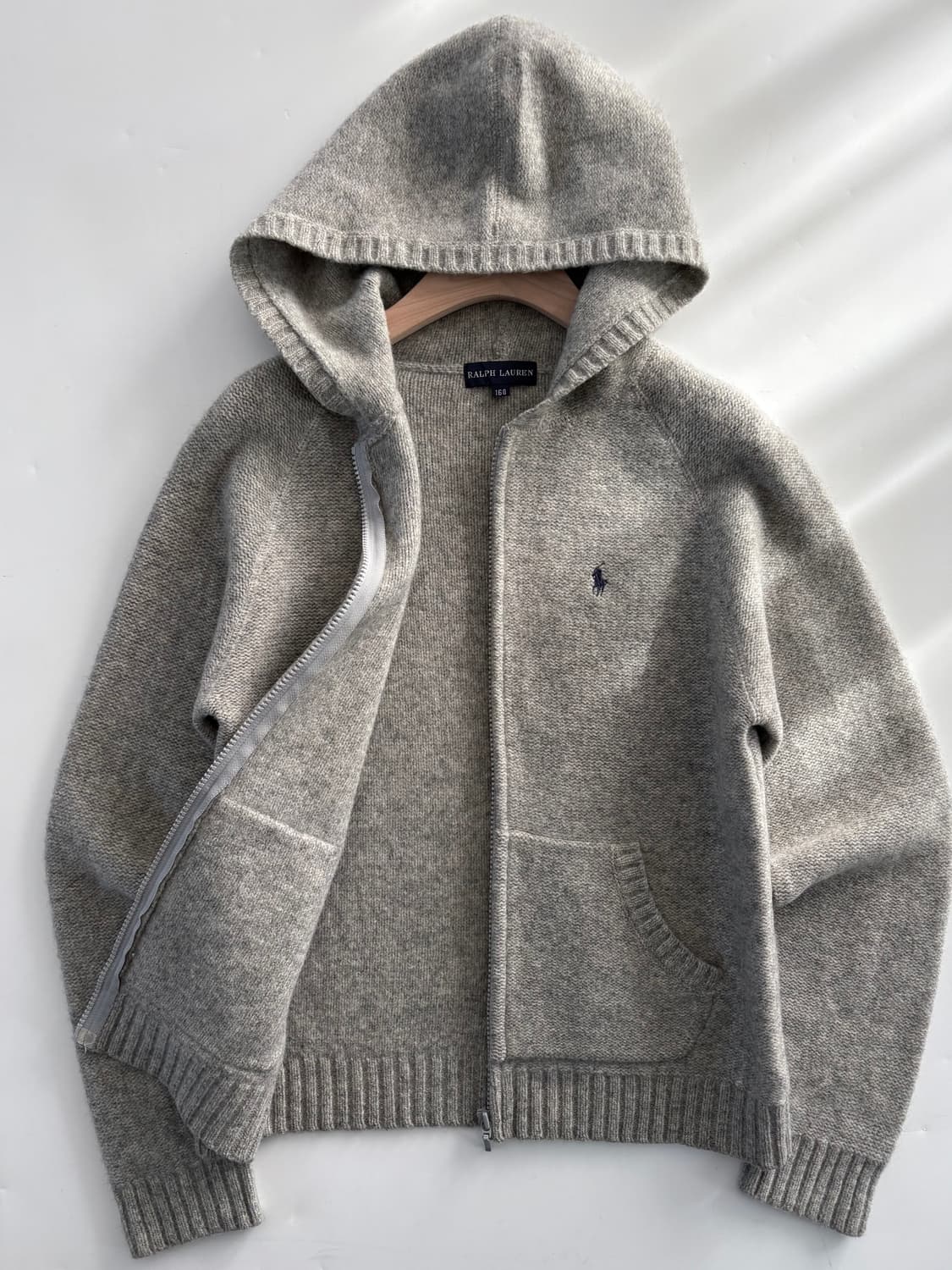 Polo 랄프로렌 우먼 그레이컬러 니트 후드집업 상품이미지1