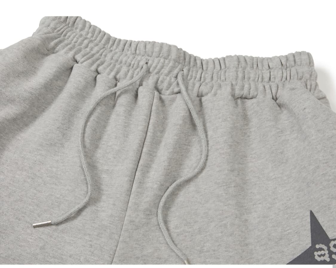 ASUR 스타 패치 배색 스윗 팬츠 멜란지 상품이미지6