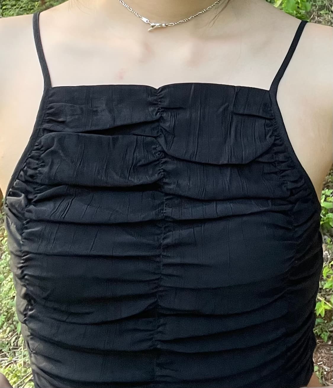 H&M 셔링 스모킹 슬리브리스 블랙 상품이미지3