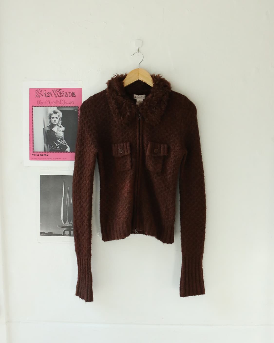 Y2K 퍼 카라 집업 가디건  상품이미지1