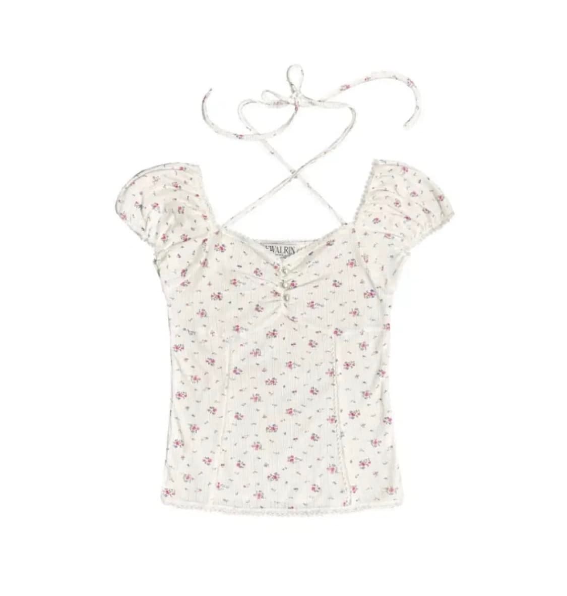 뉴얼린 리즈 셔링 레이스 블라우스 상품이미지1