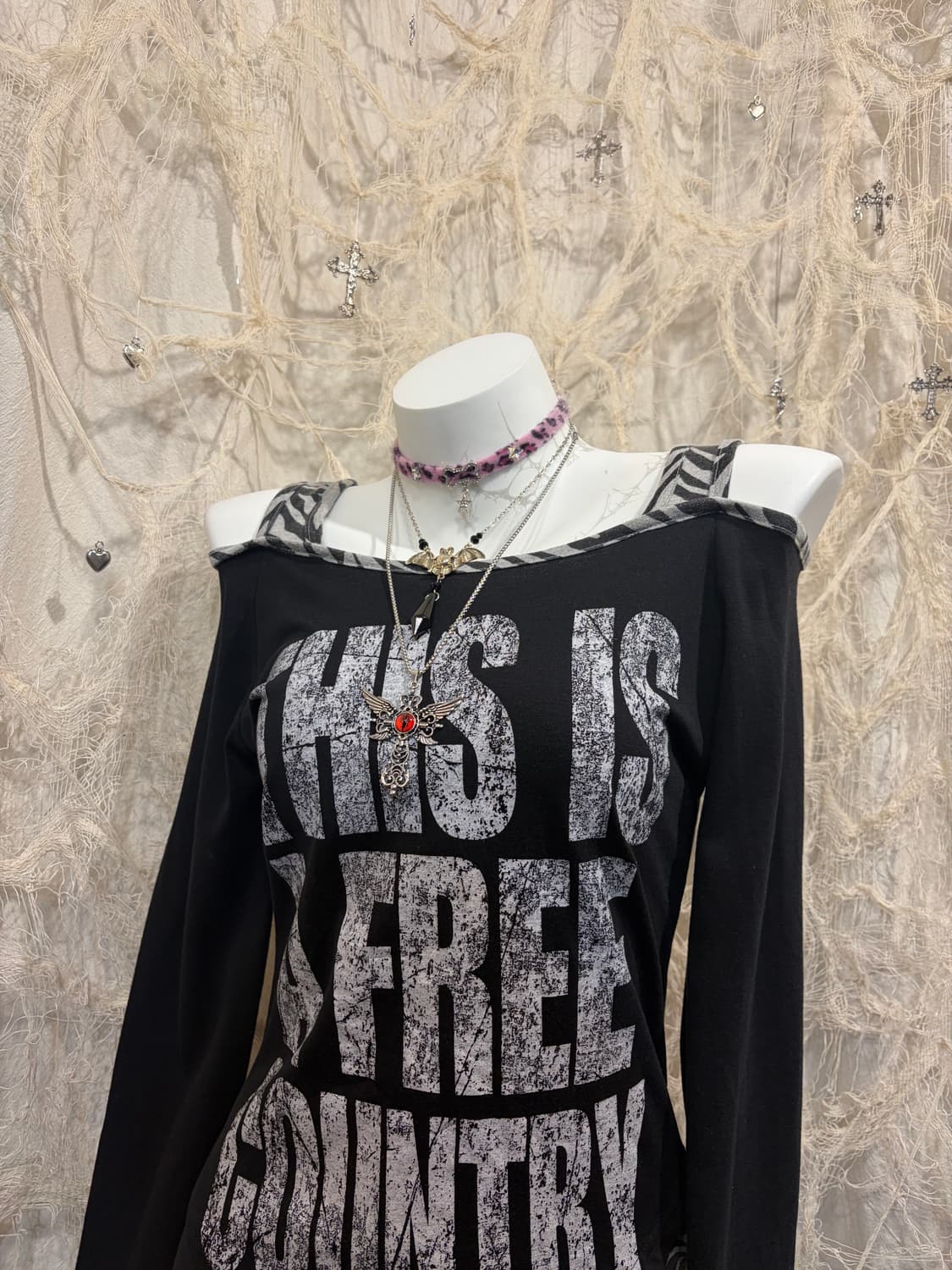 00's zebra diagonal detail off-shoulder  상품이미지6