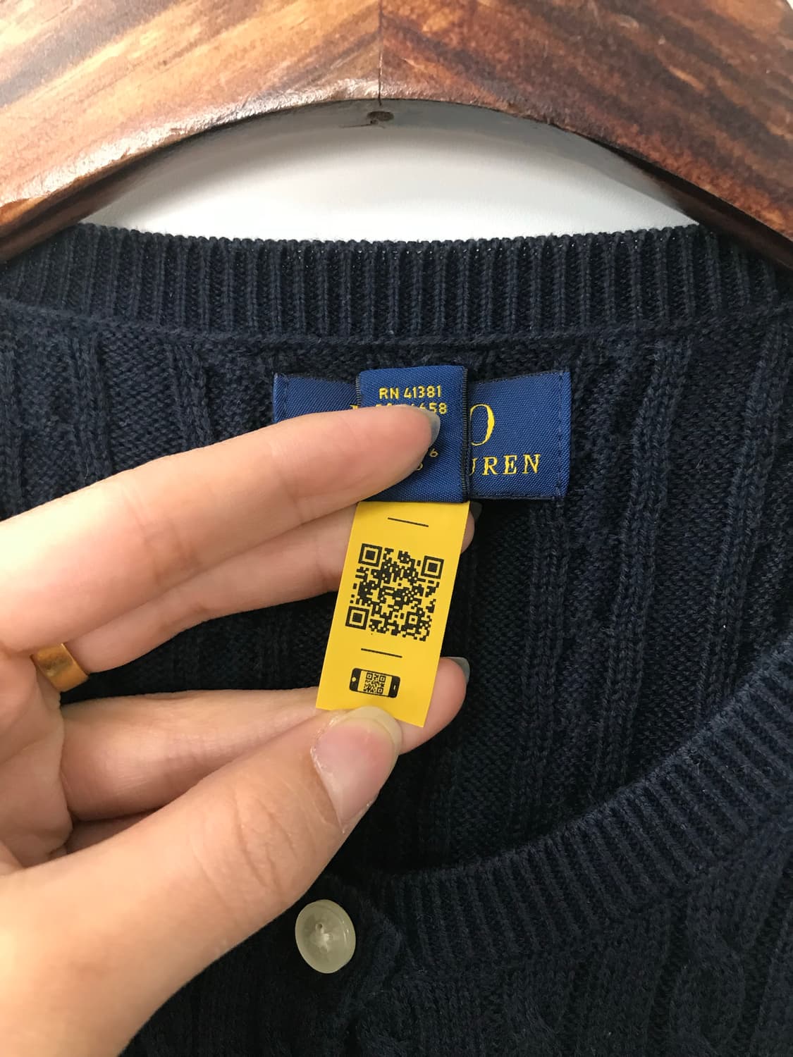 폴로 랄프로렌 자수로고 네이비 꽈배기 니트 가디건 상품이미지5