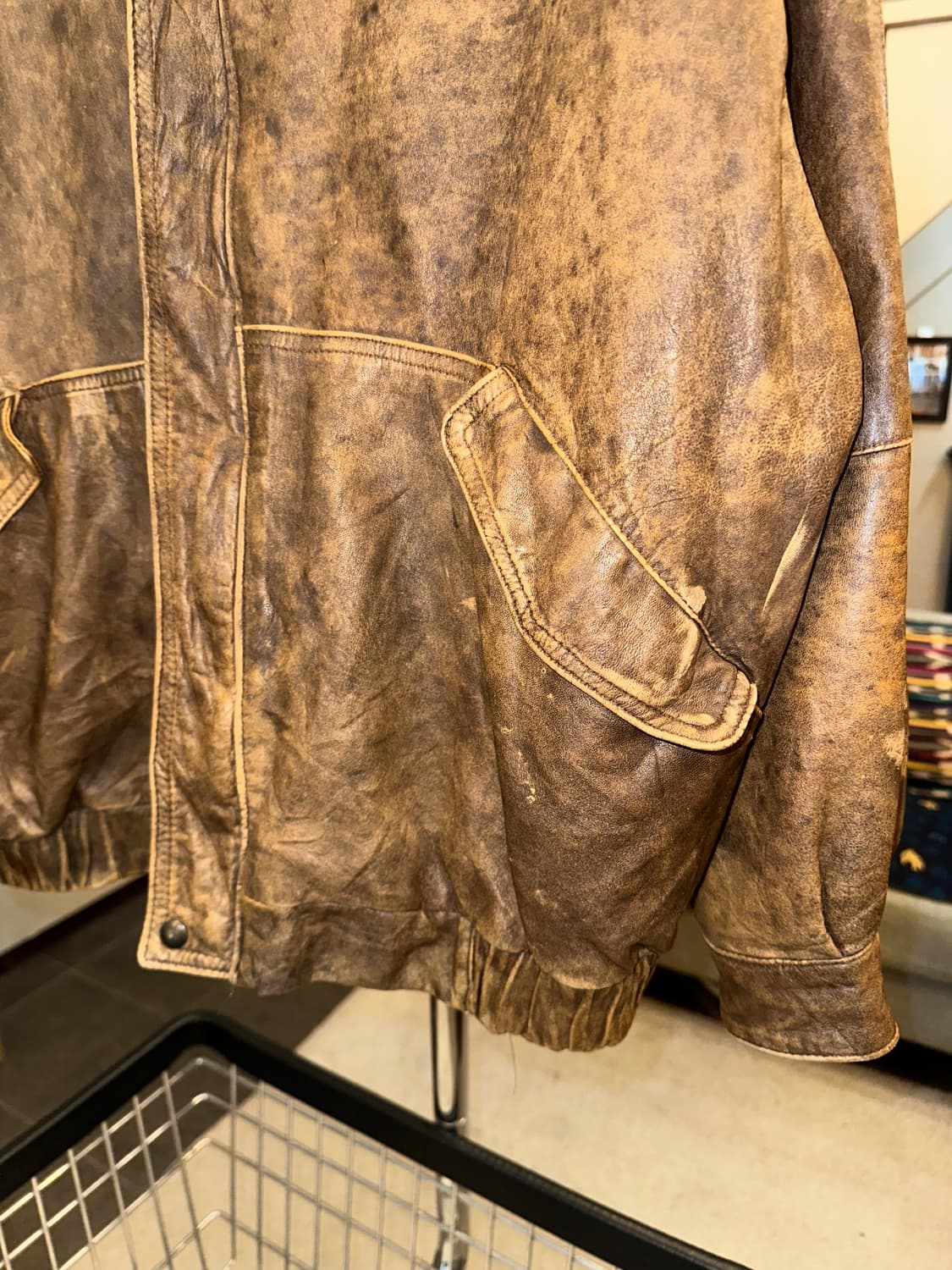 90’s Japanese real leather aging bomber  상품이미지6